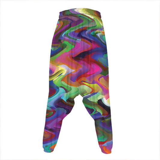 Watercolor Psychedelic Print Hammer Pants