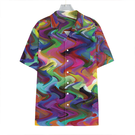 Watercolor Psychedelic Print Hawaiian Shirt
