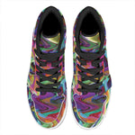 Watercolor Psychedelic Print High Top Leather Sneakers