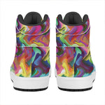 Watercolor Psychedelic Print High Top Leather Sneakers