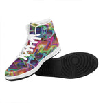 Watercolor Psychedelic Print High Top Leather Sneakers