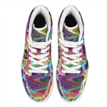 Watercolor Psychedelic Print High Top Leather Sneakers