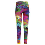 Watercolor Psychedelic Print High-Waisted Pocket Leggings