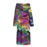 Watercolor Psychedelic Print Hooded Bathrobe