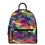 Watercolor Psychedelic Print Leather Backpack