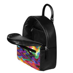 Watercolor Psychedelic Print Leather Backpack