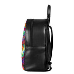 Watercolor Psychedelic Print Leather Backpack