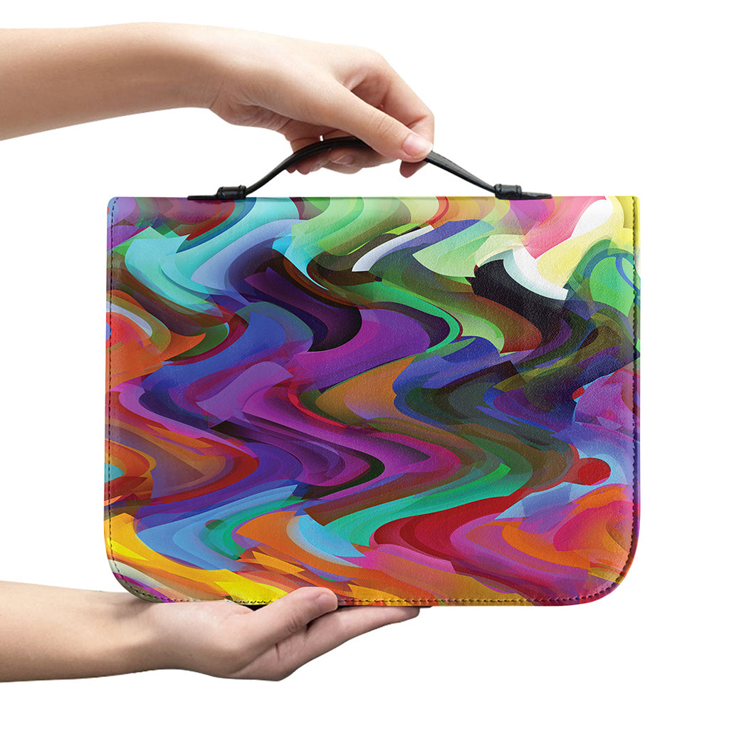 Watercolor Psychedelic Print Leather Bible Cover