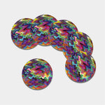 Watercolor Psychedelic Print Leather Coaster Set