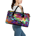 Watercolor Psychedelic Print Leather Duffle Bag