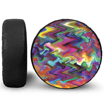 Watercolor Psychedelic Print Leather Spare Tire Cover