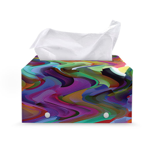 Watercolor Psychedelic Print Leather Tissue Box Cover