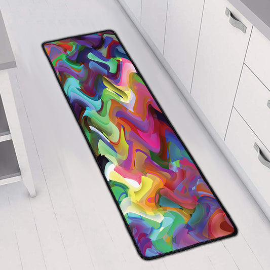 Watercolor Psychedelic Print Long Kitchen Mat