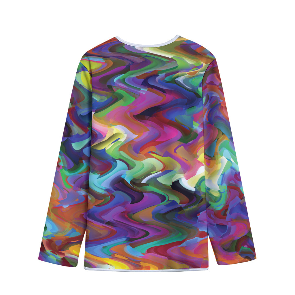 Watercolor Psychedelic Print Long Sleeve Short Coat