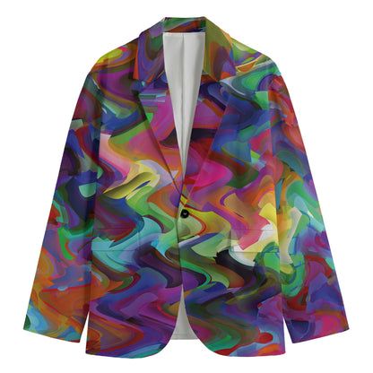 Watercolor Psychedelic Print Men's Blazer