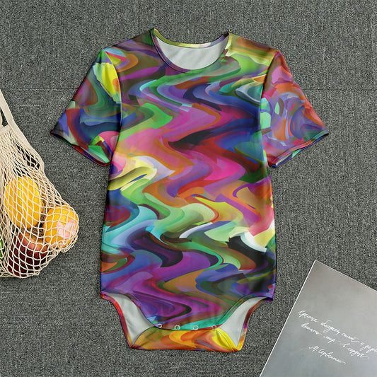 Watercolor Psychedelic Print Men's Bodysuit