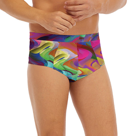 Watercolor Psychedelic Print Men's Briefs