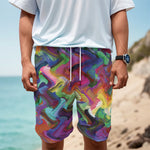 Watercolor Psychedelic Print Men's Cargo Shorts