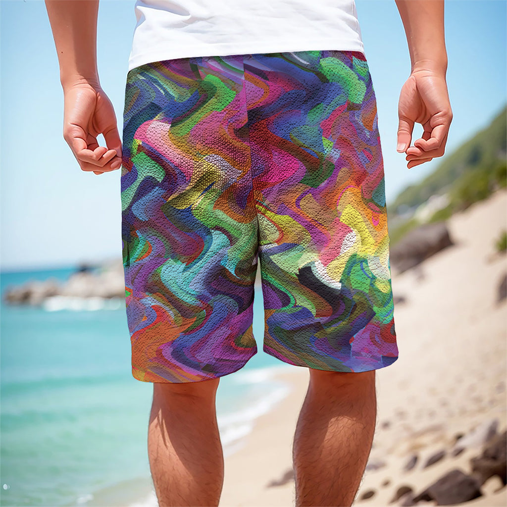 Watercolor Psychedelic Print Men's Cargo Shorts