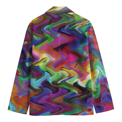 Watercolor Psychedelic Print Men's Cotton Blazer