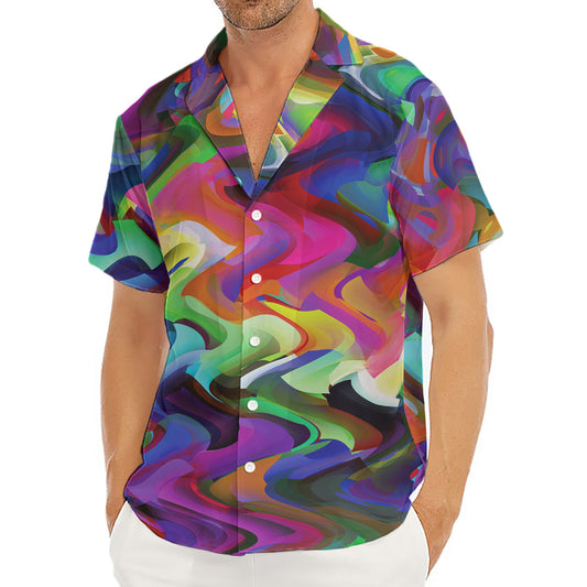 Watercolor Psychedelic Print Men's Deep V-Neck Shirt