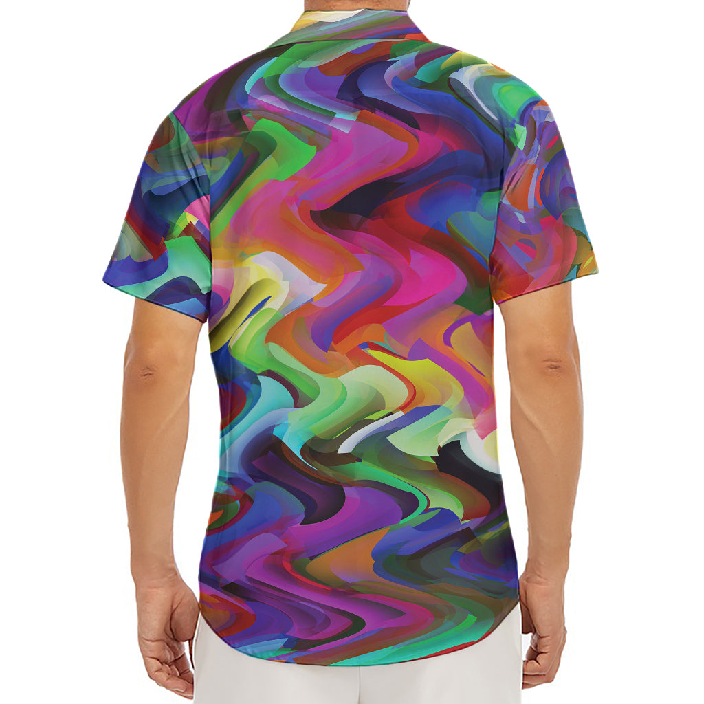 Watercolor Psychedelic Print Men's Deep V-Neck Shirt