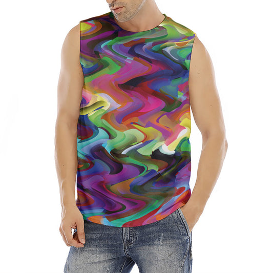 Watercolor Psychedelic Print Men's Fitness Tank Top