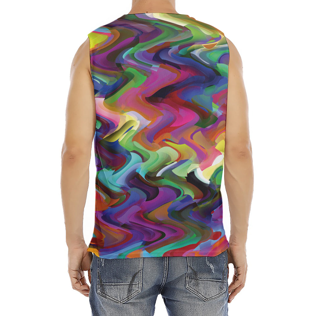 Watercolor Psychedelic Print Men's Fitness Tank Top
