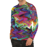 Watercolor Psychedelic Print Men's Long Sleeve Rash Guard