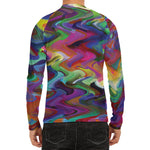 Watercolor Psychedelic Print Men's Long Sleeve Rash Guard