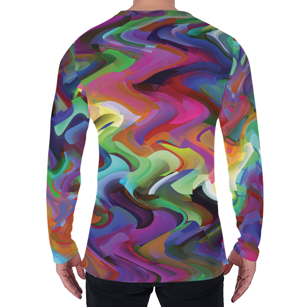 Watercolor Psychedelic Print Men's Long Sleeve T-Shirt