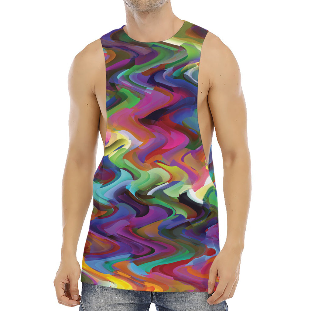 Watercolor Psychedelic Print Men's Muscle Tank Top