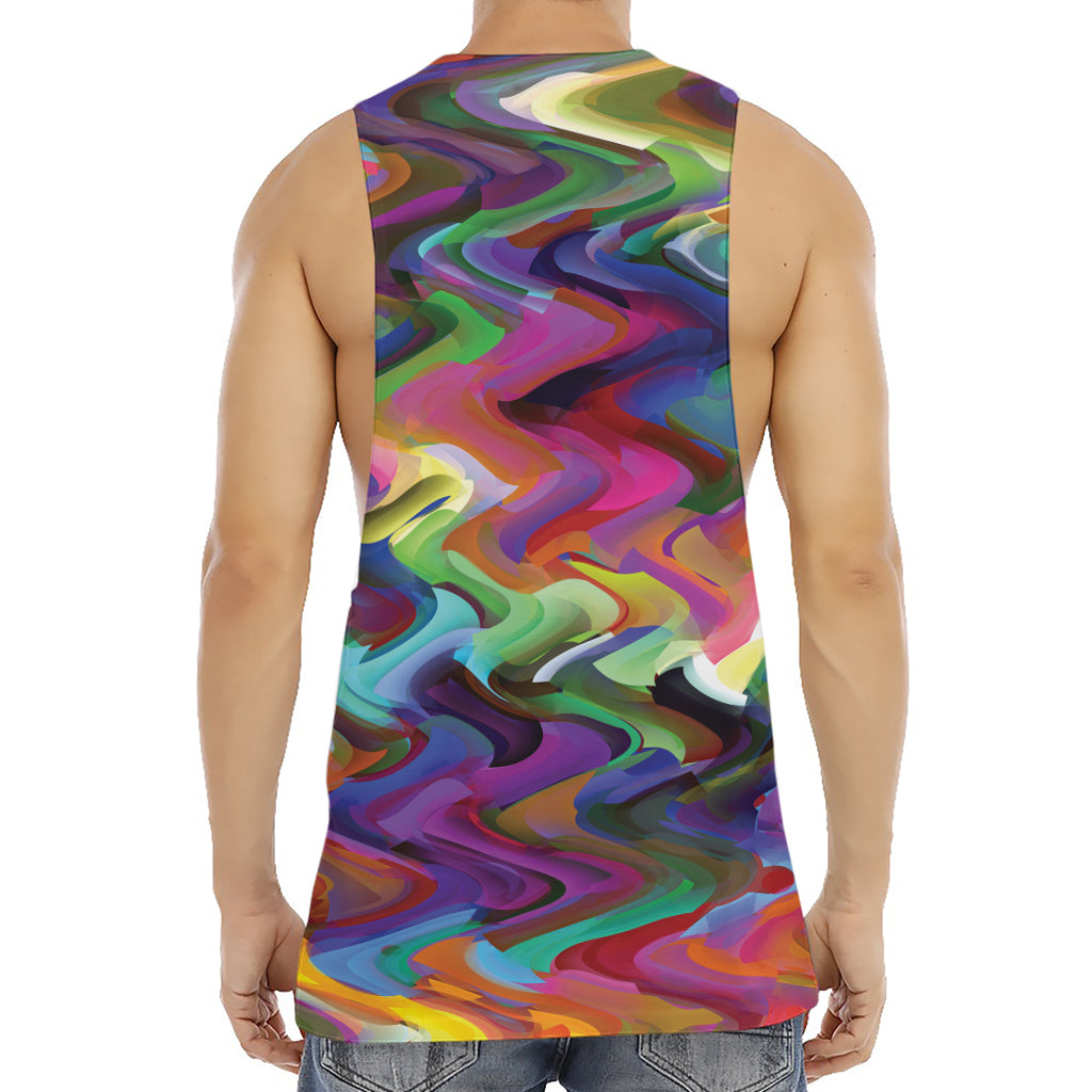 Watercolor Psychedelic Print Men's Muscle Tank Top