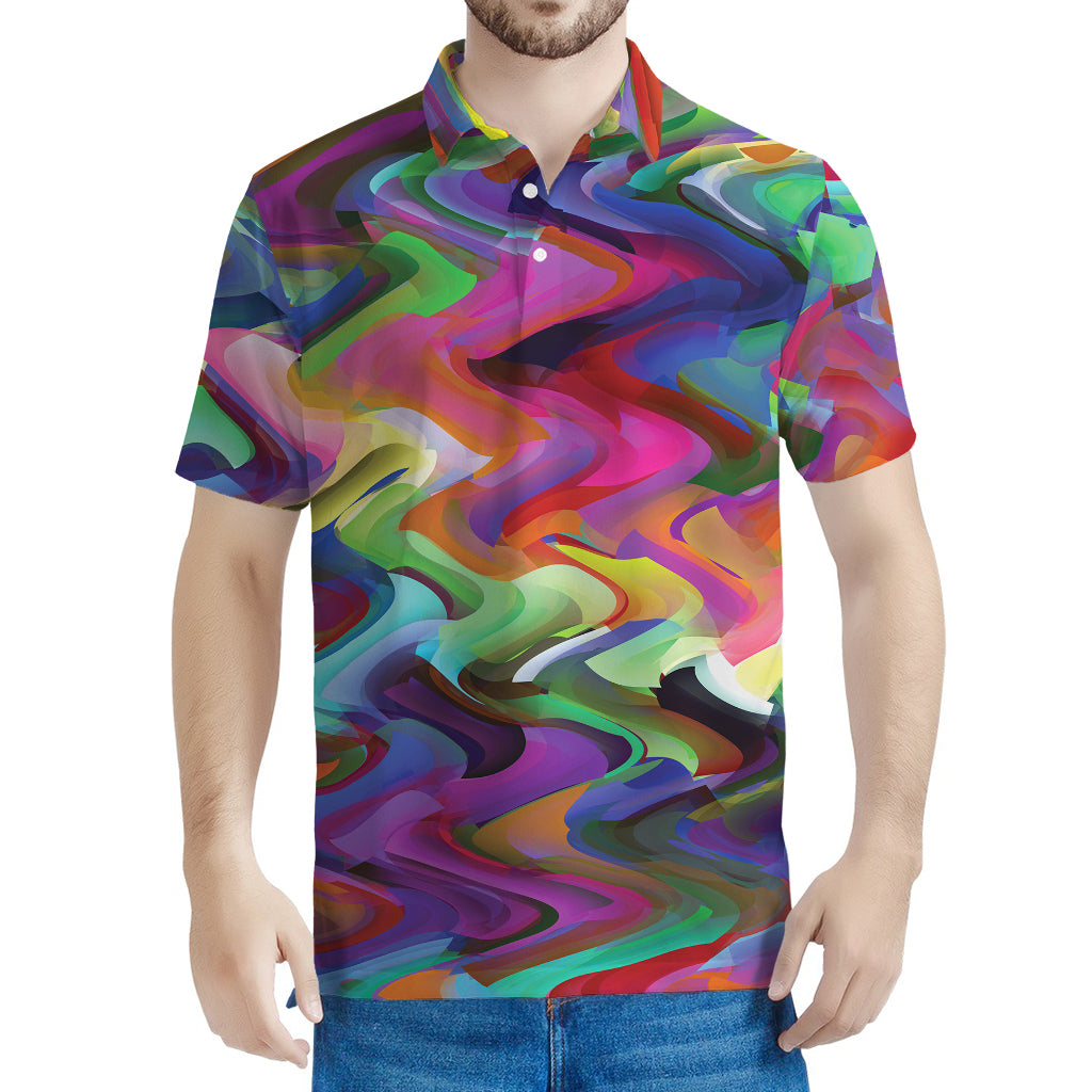 Watercolor Psychedelic Print Men's Polo Shirt