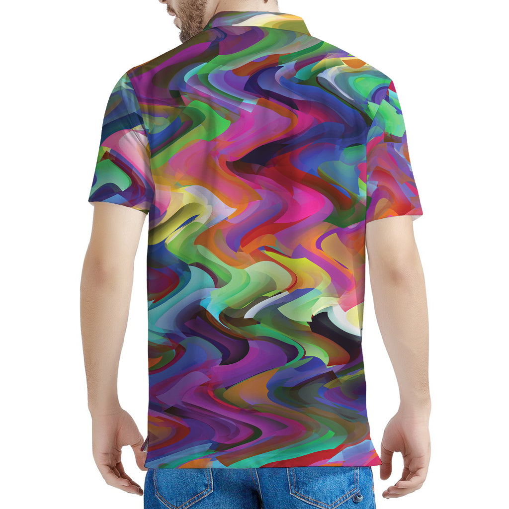 Watercolor Psychedelic Print Men's Polo Shirt