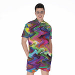 Watercolor Psychedelic Print Men's Rompers