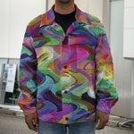 Watercolor Psychedelic Print Men's Shirt Jacket