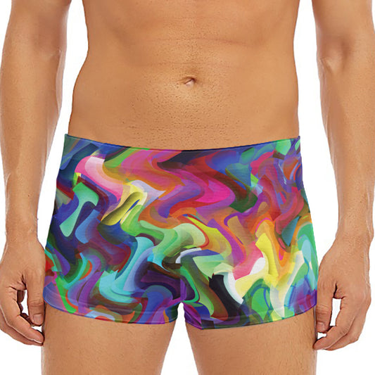 Watercolor Psychedelic Print Men's Short Boxer Briefs