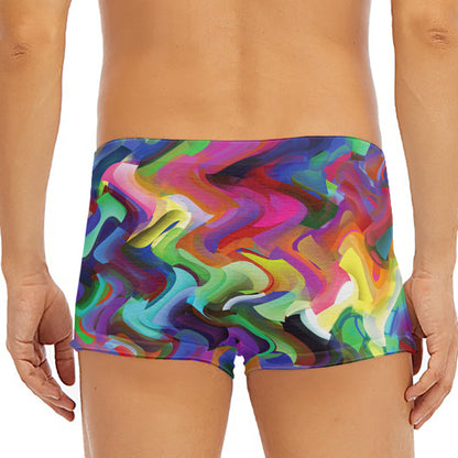 Watercolor Psychedelic Print Men's Short Boxer Briefs