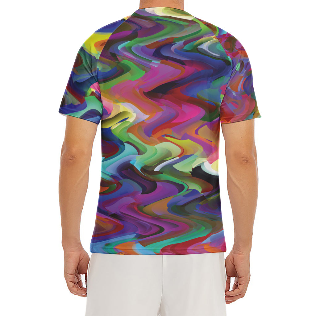 Watercolor Psychedelic Print Men's Short Sleeve Rash Guard