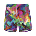 Watercolor Psychedelic Print Men's Athletic Shorts