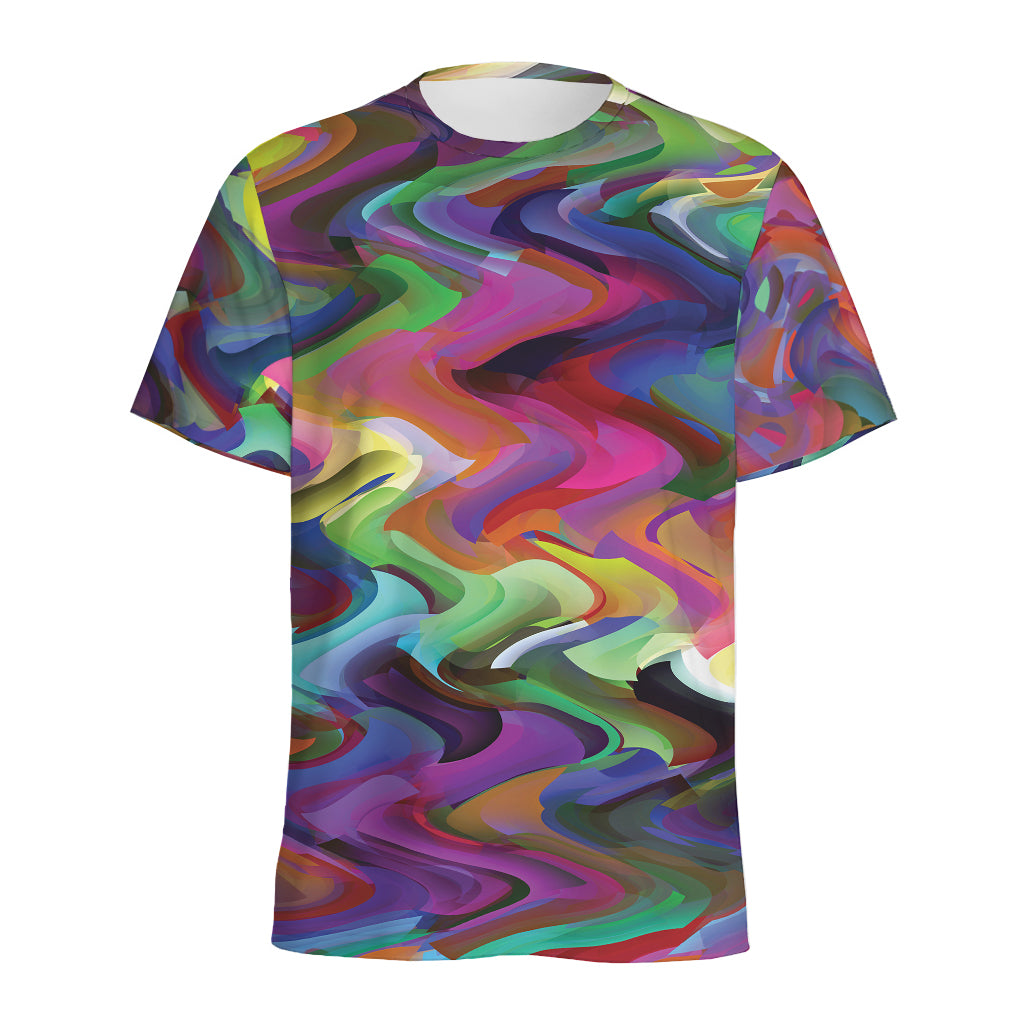 Watercolor Psychedelic Print Men's Sports T-Shirt