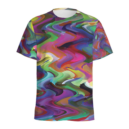 Watercolor Psychedelic Print Men's Sports T-Shirt
