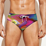 Watercolor Psychedelic Print Men's Swim Briefs
