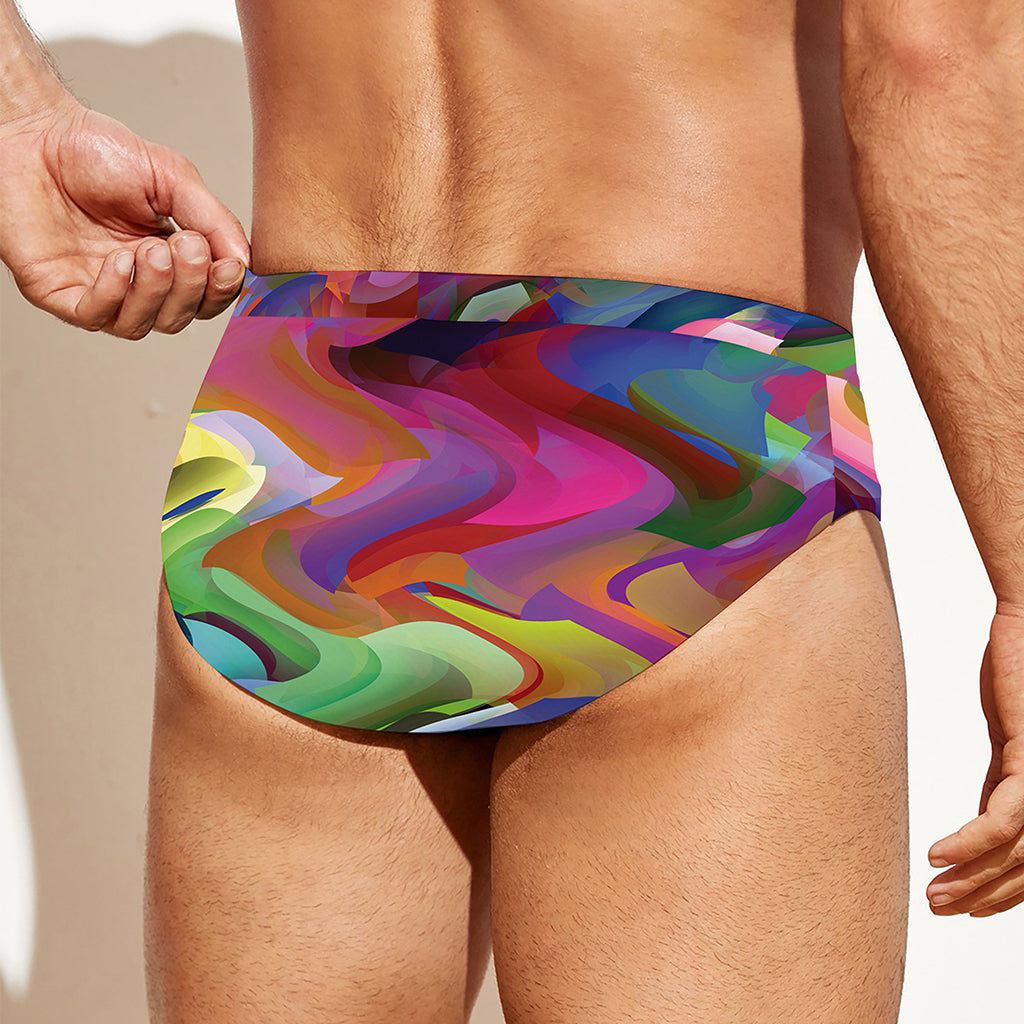 Watercolor Psychedelic Print Men's Swim Briefs