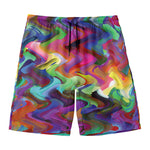 Watercolor Psychedelic Print Men's Swim Trunks