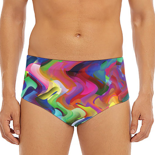 Watercolor Psychedelic Print Men's Triangle Swim Briefs
