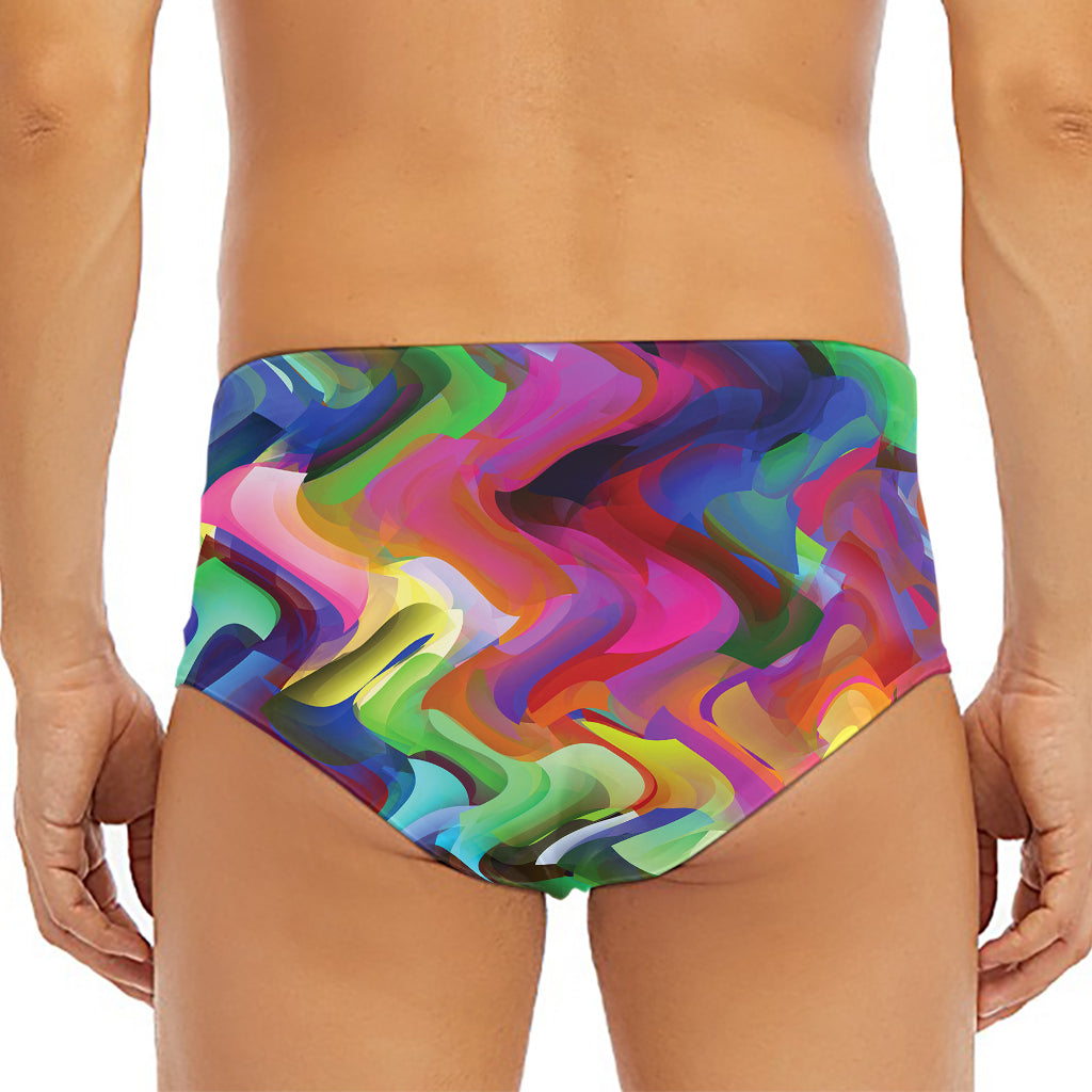 Watercolor Psychedelic Print Men's Triangle Swim Briefs