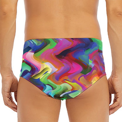 Watercolor Psychedelic Print Men's Triangle Swim Briefs