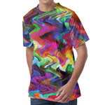 Watercolor Psychedelic Print Men's Velvet T-Shirt